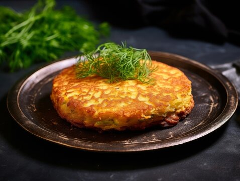 Korokke, freshly fried with a side of shredded cabbage and sprig of parsley