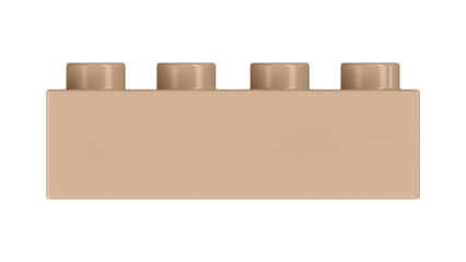 Hazelnut Bricks Block Isolated on a White Background. Close Up View of a Plastic Children Game Brick for Constructors, Front View. High Quality 3D Rendering with a Work Path. 8K Ultra HD, 7680x4320