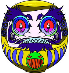 カラフルだるま（colorful Daruma）(PNG)
