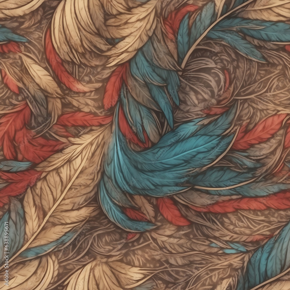 Poster feathers bohemian texture pattern, generative ai