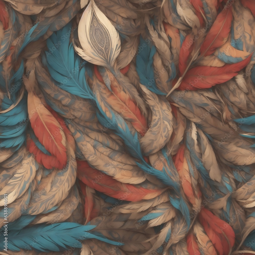 Poster feathers bohemian texture pattern, generative ai