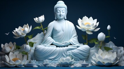 Buddha Statue and Lotus