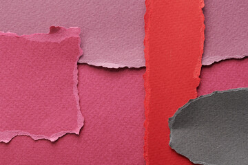 Art collage of pieces of ripped paper with torn edges. Sticky notes collection multicolored, shreds of notebook pages. Abstract background.