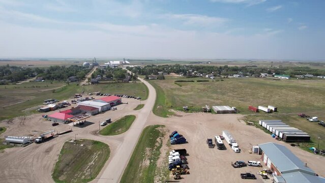 Experience Hanley, Saskatchewan from above. A drone's journey over its picturesque landscapes and tranquil townscapes.