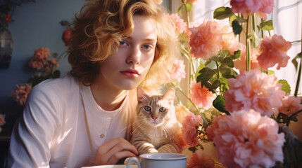 A non-binary individual amidst their daily routine at home..