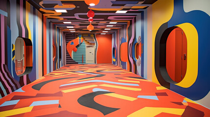 Surrealistic Wall in a Hallways School