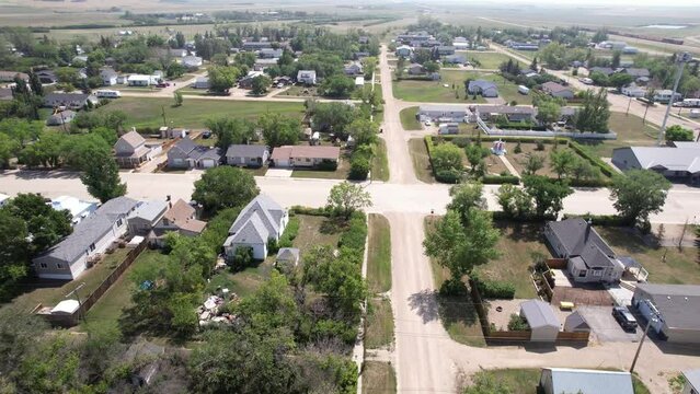 Experience Hanley, Saskatchewan from above. A drone's journey over its picturesque landscapes and tranquil townscapes.