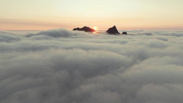 Aerial Glimpse of Senja Island's Steep Craggy Mountains.