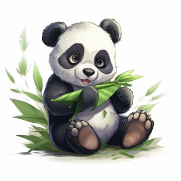 Panda bear with bamboo