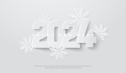 happy new year 2024 background illustration on white