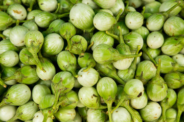 Thai green eggplant from a vegetable stand in Klong Toei Market in Bangkok.