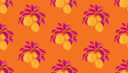 Lemon  fruit seamless pattern  Vector template design illustration