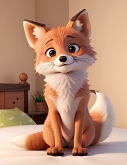 cute red fox 3D style