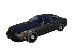 Black passenger car side front view isolated 3d render