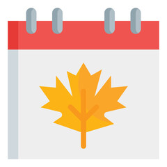  Autumn, Calendar, Fall, Leaf, Season, Date, Schedule Flat Icon