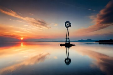 Obraz premium sunset on the sea Generated Ai