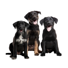 group of happy playful puppies dog isolated on transparent background