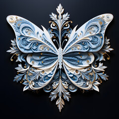 Ultra realistic snow flakes and butterfly 