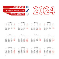 Calendar 2024 in Finnish language with public holidays the country of Finland in year 2024.