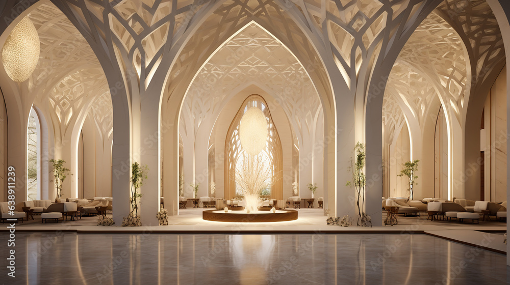 Wall mural minimalist interior of mosque architecture