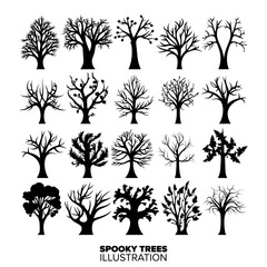 Enhance Your Halloween Designs with the Spooky Trees Silhouette Collection Set. - Transparent Background, Png, Vector