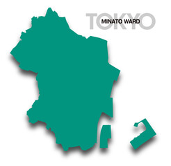 東京都港区の地図 影付き