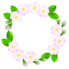 Fototapeta premium Wreath frame of wild roses