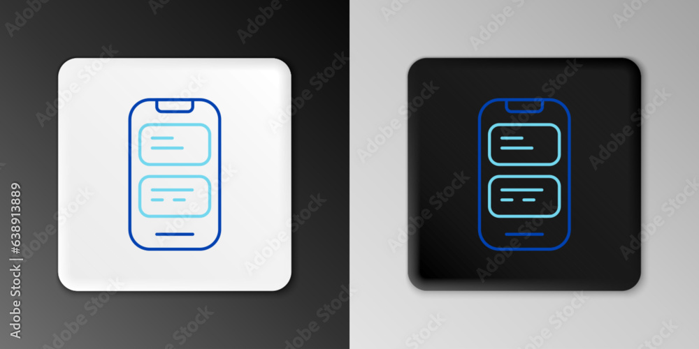 Poster line online translator icon isolated on grey background. foreign language conversation icons in chat