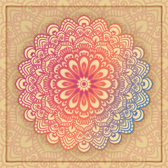 Mandala in Gradient Color with Pastel Color Background