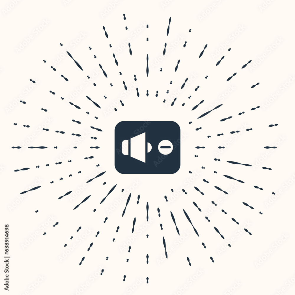 Poster grey speaker mute icon isolated on beige background. no sound icon. volume off symbol. abstract circ