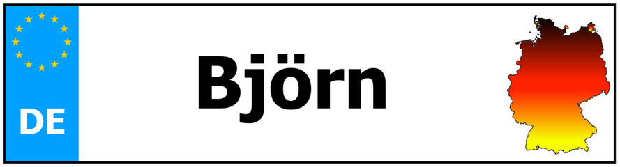 Car sticker sticker with name Björn and map of germany