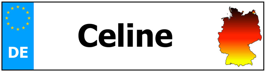 Obraz premium Car sticker sticker with name Celine and map of germany