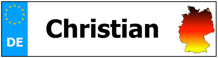 Car sticker sticker with name Christian and map of germany