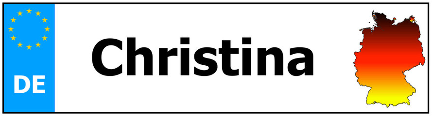 Car sticker sticker with name Christina and map of germany