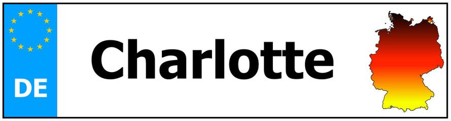 Car sticker sticker with name Charlotte and map of germany