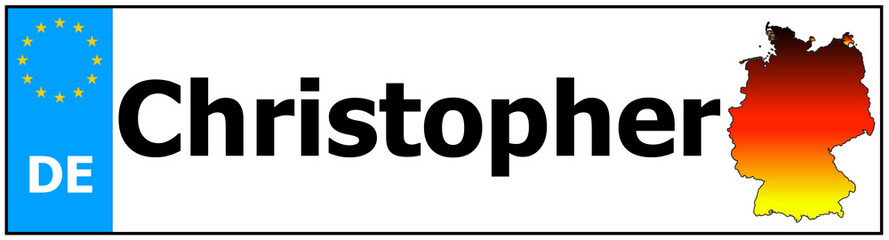 Car sticker sticker with name Christopher and map of germany