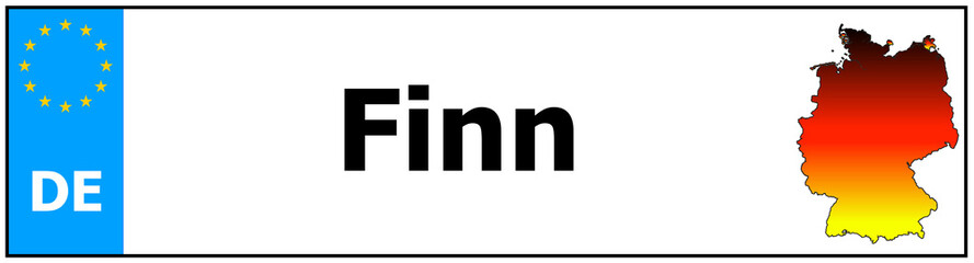 Car sticker sticker with name Finn and map of germany