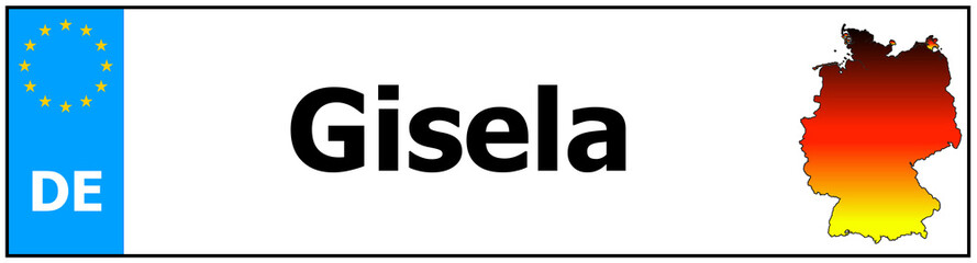 Car sticker sticker with name Gisela and map of germany