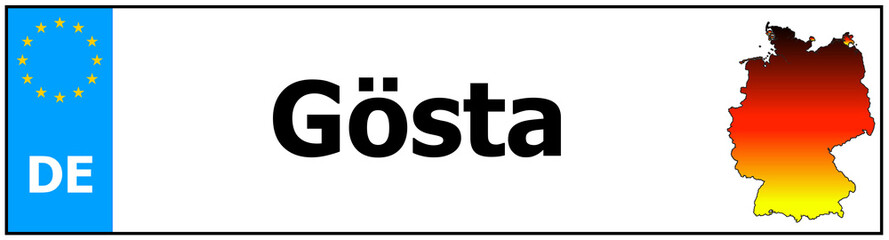 Obraz premium Car sticker sticker with name Gösta and map of germany