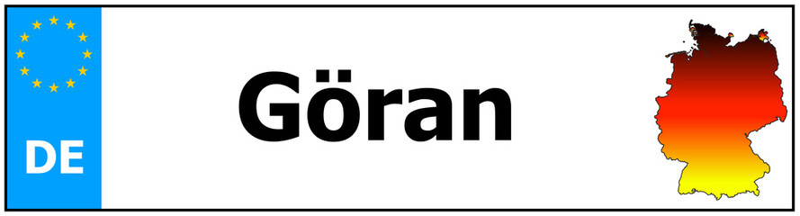 Car sticker sticker with name Göran and map of germany