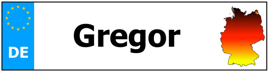 Car sticker sticker with name Gregor and map of germany