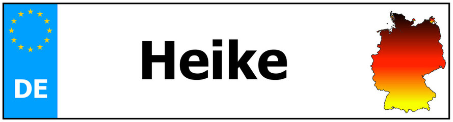 Car sticker sticker with name Heike and map of germany