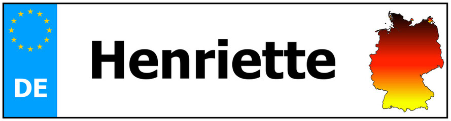 Car sticker sticker with name Henriette  and map of germany