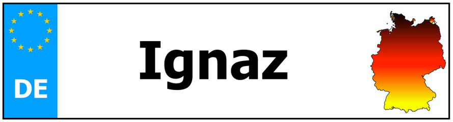Car sticker sticker with name Ignaz and map of germany