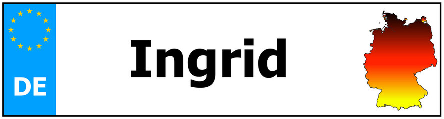 Car sticker sticker with name Ingrid and map of germany