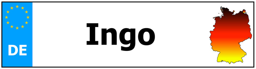 Car sticker sticker with name Ingo and map of germany