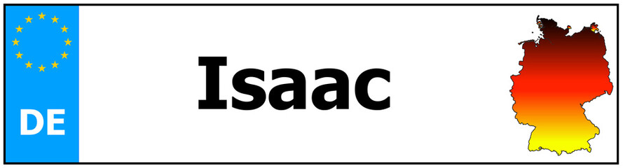 Obraz premium Car sticker sticker with name Isaac and map of germany