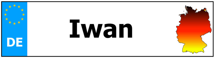 Car sticker sticker with name Iwan and map of germany