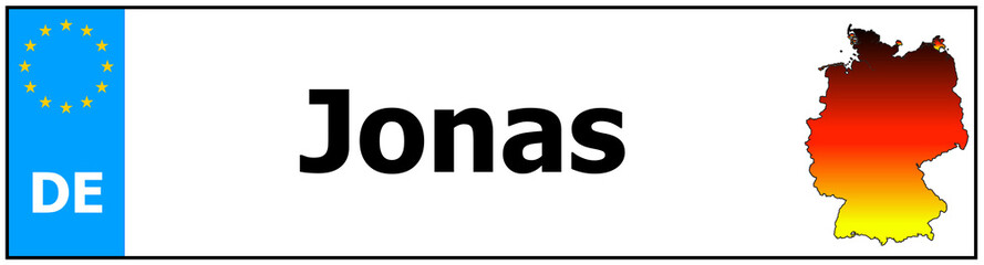 Car sticker sticker with name Jonas  and map of germany