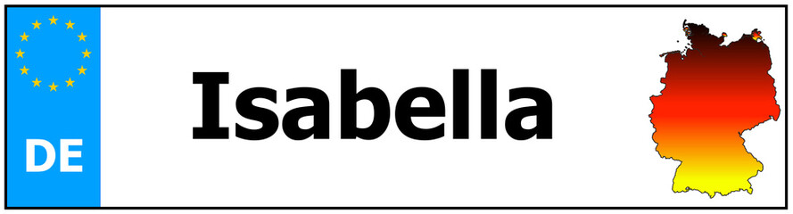 Car sticker sticker with name Isabella and map of germany